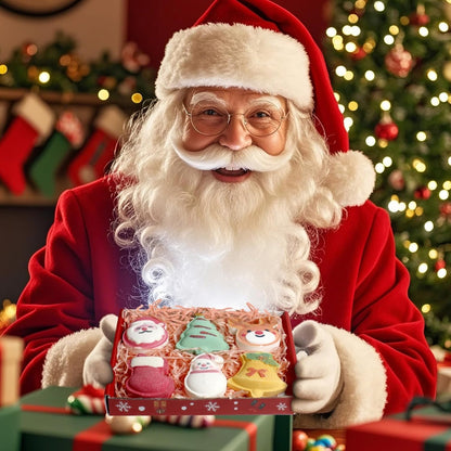 Christmas Bath Bombs for Kids & Women, Handmade Bath Bomb Gift Set of 6 Fun Shapes, Perfect Stocking Stuffers for Teen Girls & Boys, Skin Care Bathbombs as Christmas Gifts for Kids