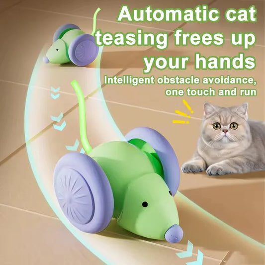 Pet Cat Toy Interactive Smart Mouse With Extra Large Wheels Anti Hair Jamming Durable Bite Resistant with Obstacle Avoidance