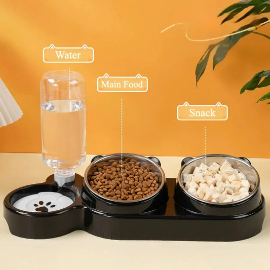 Stainless Steel Pet Bowl and Water Feeder with Automatic Water Dispenser - Neck Protection for Dogs and Cats