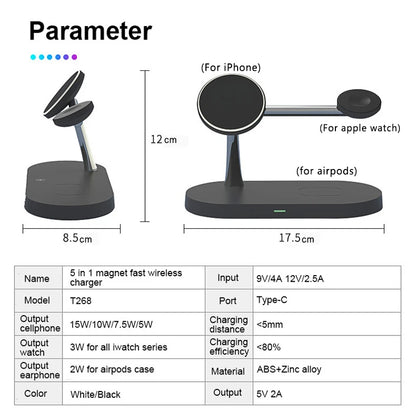3 in 1 Wireless Charger Stand For iPhone 12/13/14/15/16/17 Fast Charging Station for Apple Watch 10 9 8 7 6 5 4 Airpods 2 3 Pro